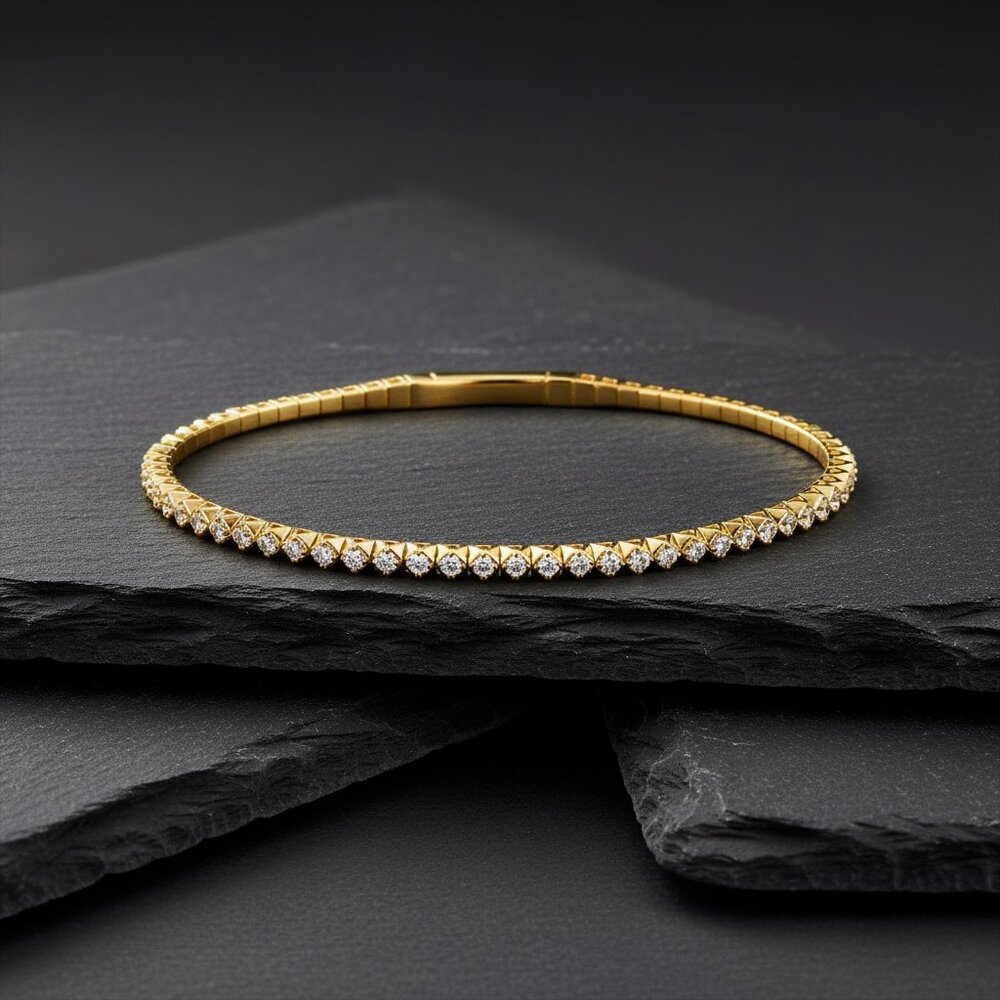 Diamond Flexi 14K (or 18k upon request) Gold Bangle Bracelet